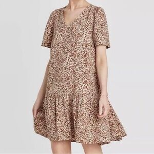 A New Day Brown Tan Ruffled Tiered Mini Sundress